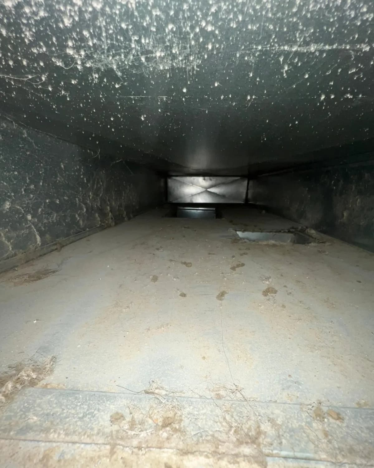 Duct interior before Clean Fresh Air professional cleaning — pair 4